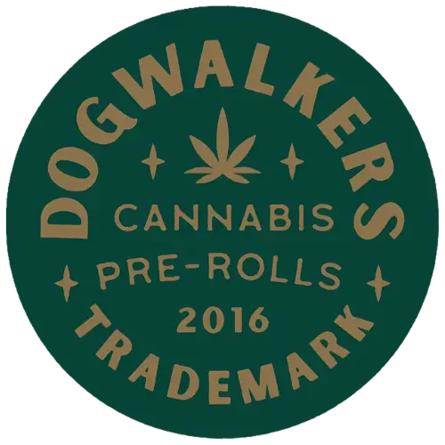 Dog Walker cannabis pre-rolls logo teal circle - Buy pre-rolls GSNG Kingston NJ near Princeton