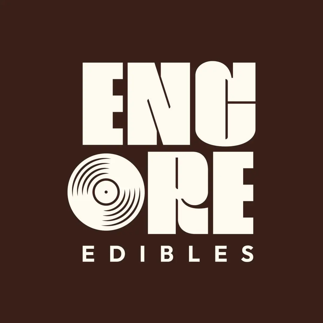 Encore cannabis edibles brand logo brown square - Shop edibles at GSNG Kingston NJ dispensary