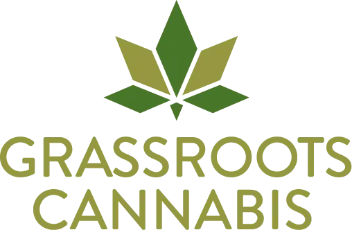 Grassroots Cannabis brand logo gold leaf - Buy at Garden State Natural Green Kingston NJ near Princeton