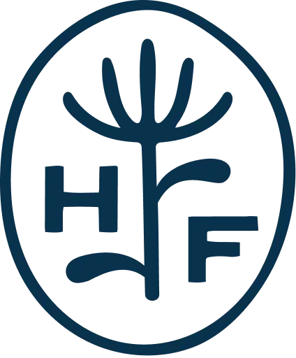 Hamilton Farms cannabis brand logo navy blue circular HF monogram - Buy flower GSNG Kingston NJ near Princeton